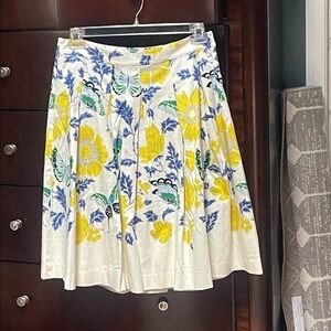 Talbots A-Line Skirt with Yellow and Green Floral Design